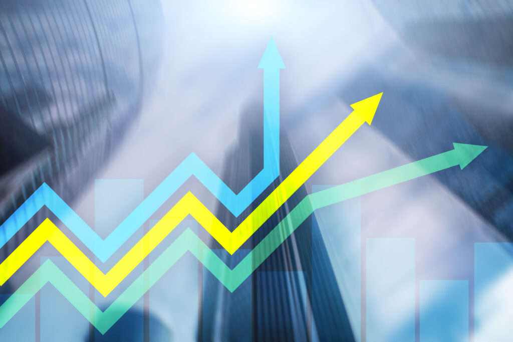 Financial growth arrows graph